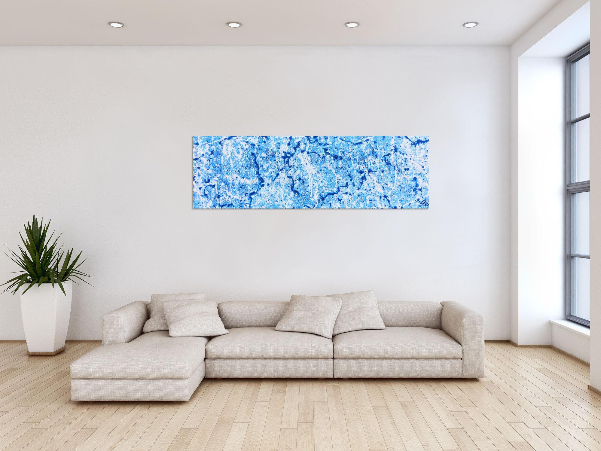 Abstraktes Acrylbild in hellblau modern und schlicht