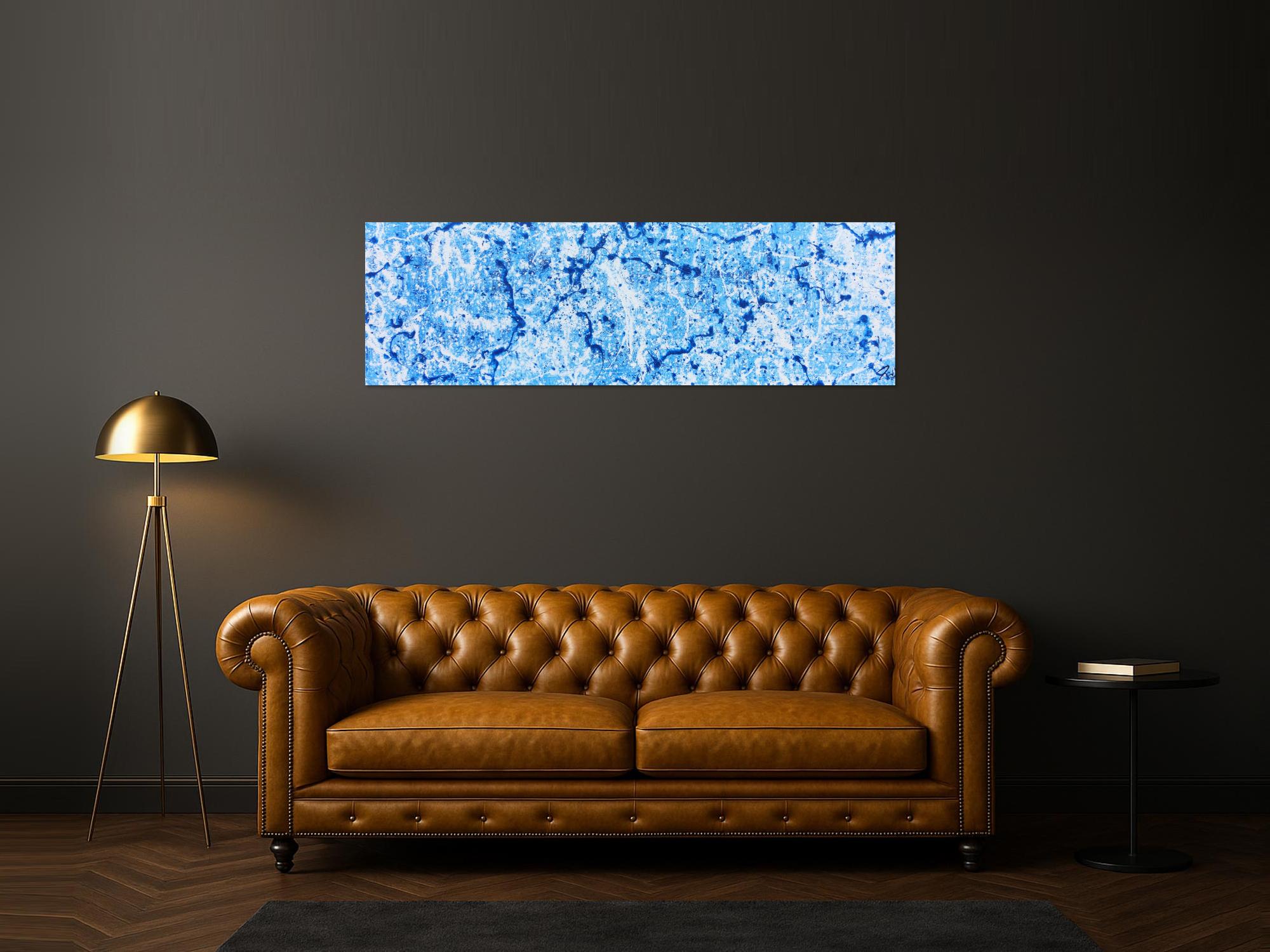 Abstraktes Acrylbild in hellblau modern und schlicht