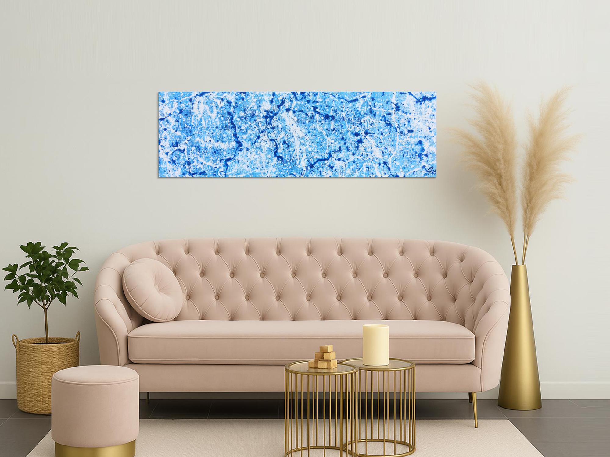 Abstraktes Acrylbild in hellblau modern und schlicht