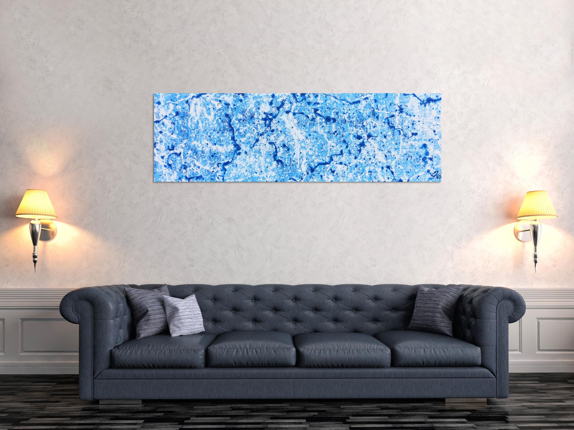 Abstraktes Acrylbild in hellblau modern und schlicht