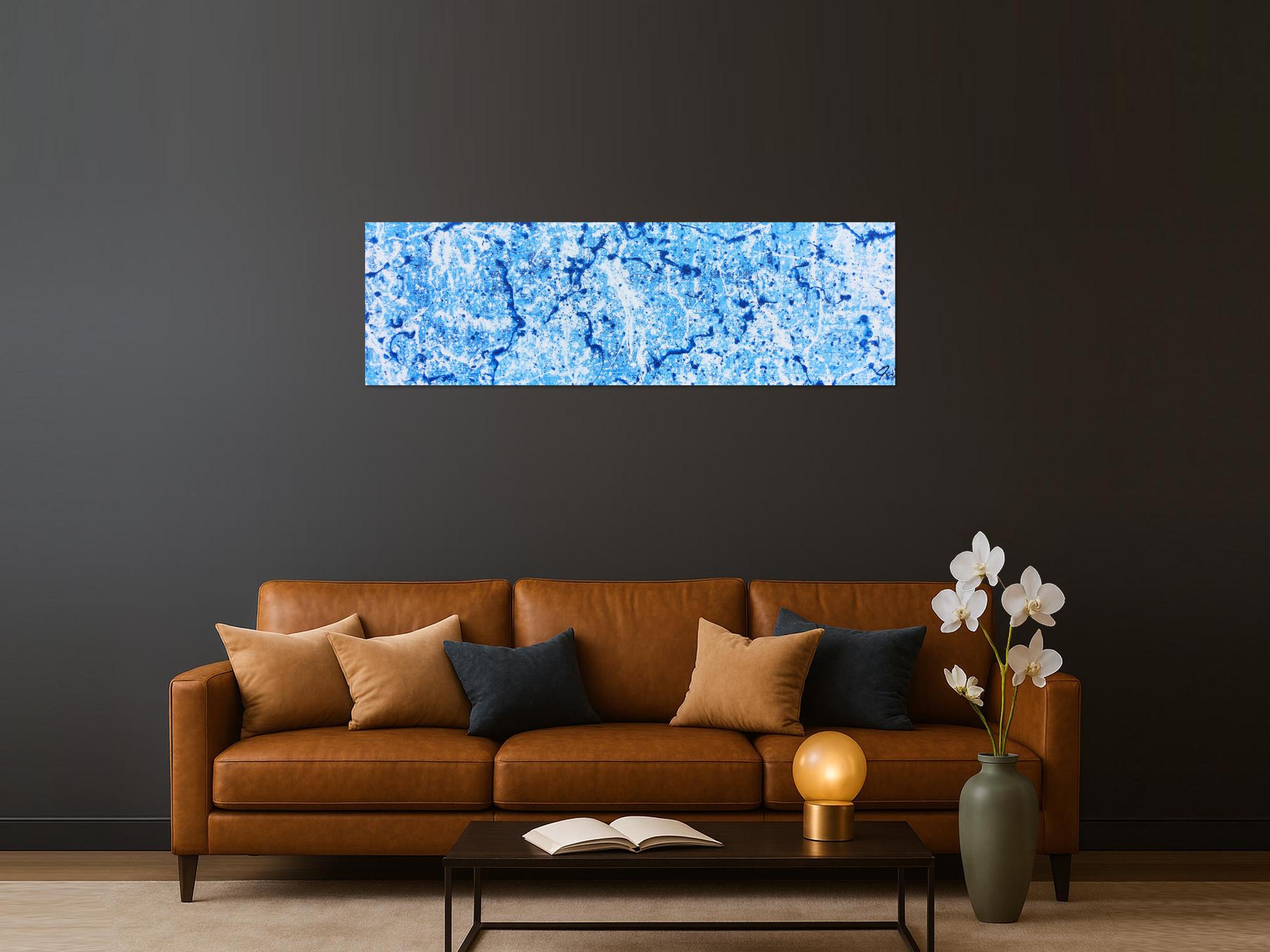 Abstraktes Acrylbild in hellblau modern und schlicht