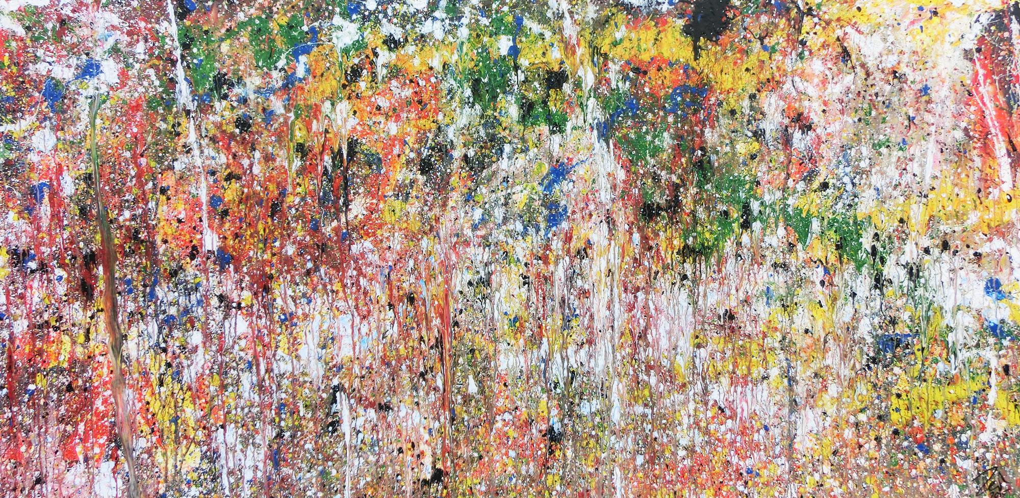 Buntes abstraktes Acrylbild modern mit vielen Farben