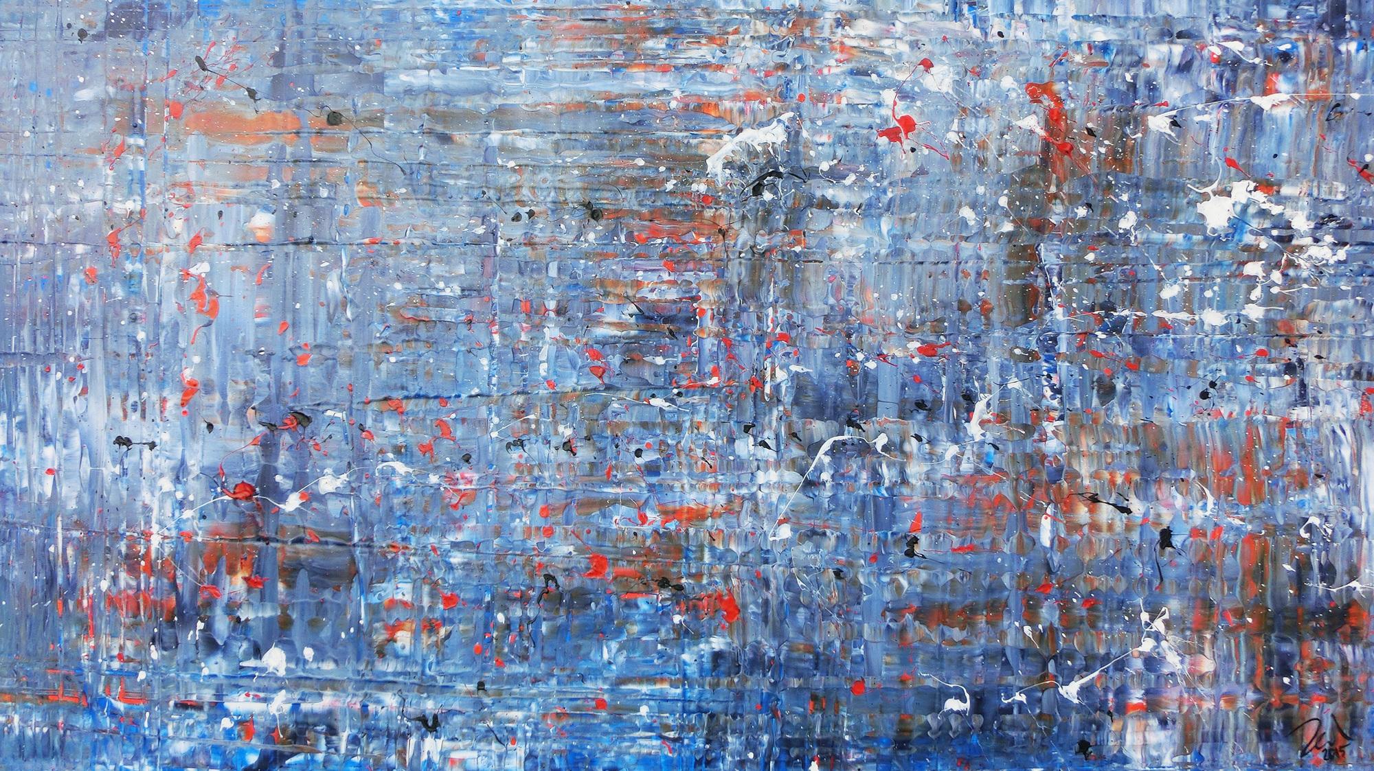 Anstraktes Acrylgemälde modern schlicht in blau