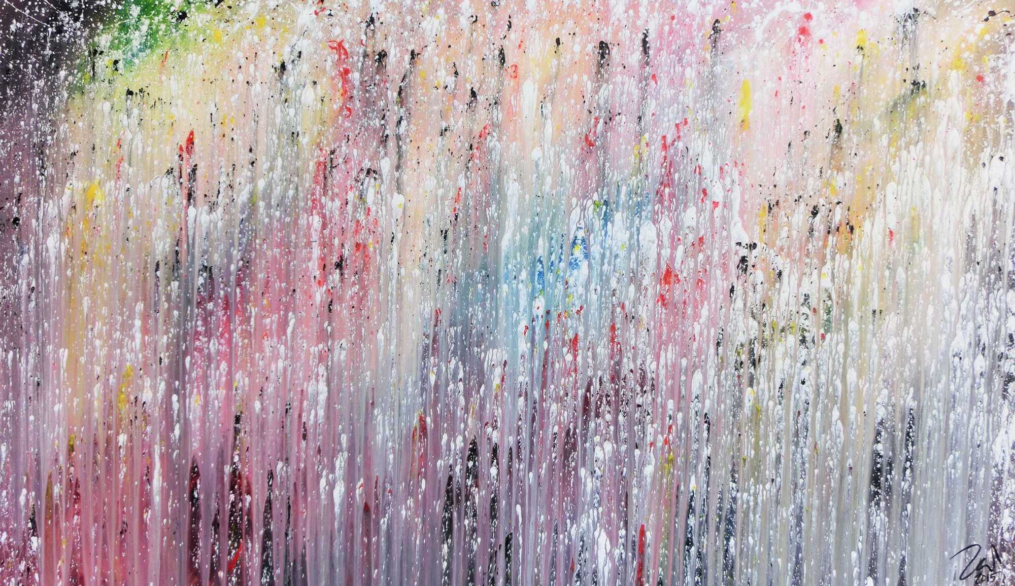 Modernes abstraktes Acrylbild bunt viele Farben modern und schlicht