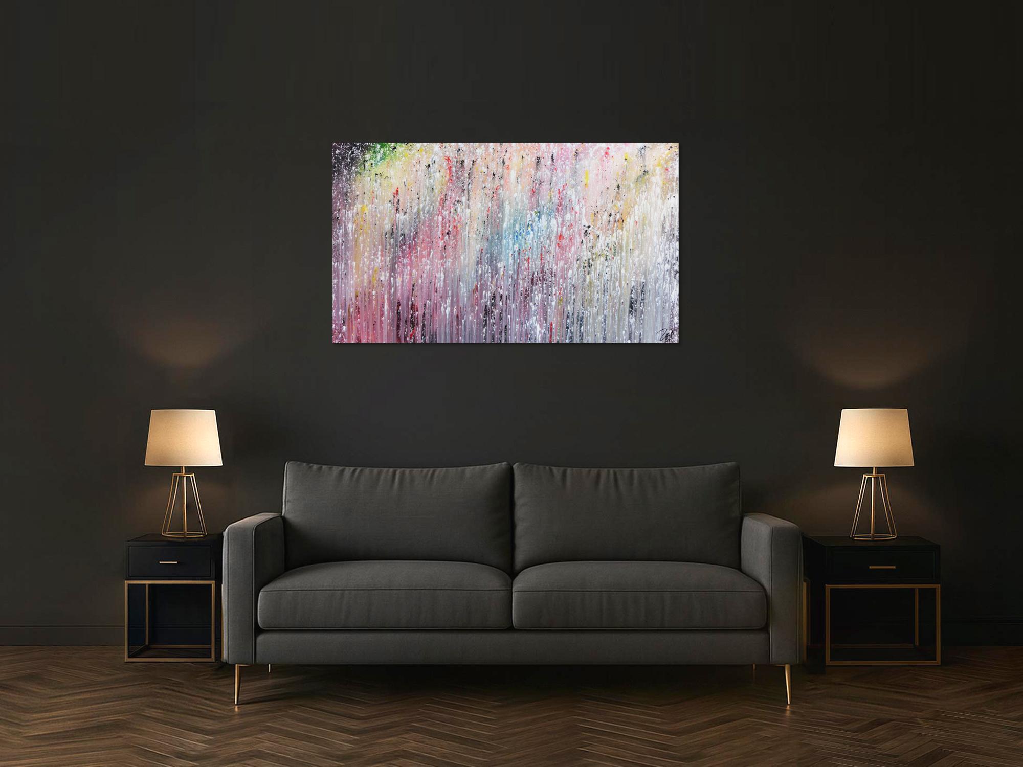 Modernes abstraktes Acrylbild bunt viele Farben modern und schlicht