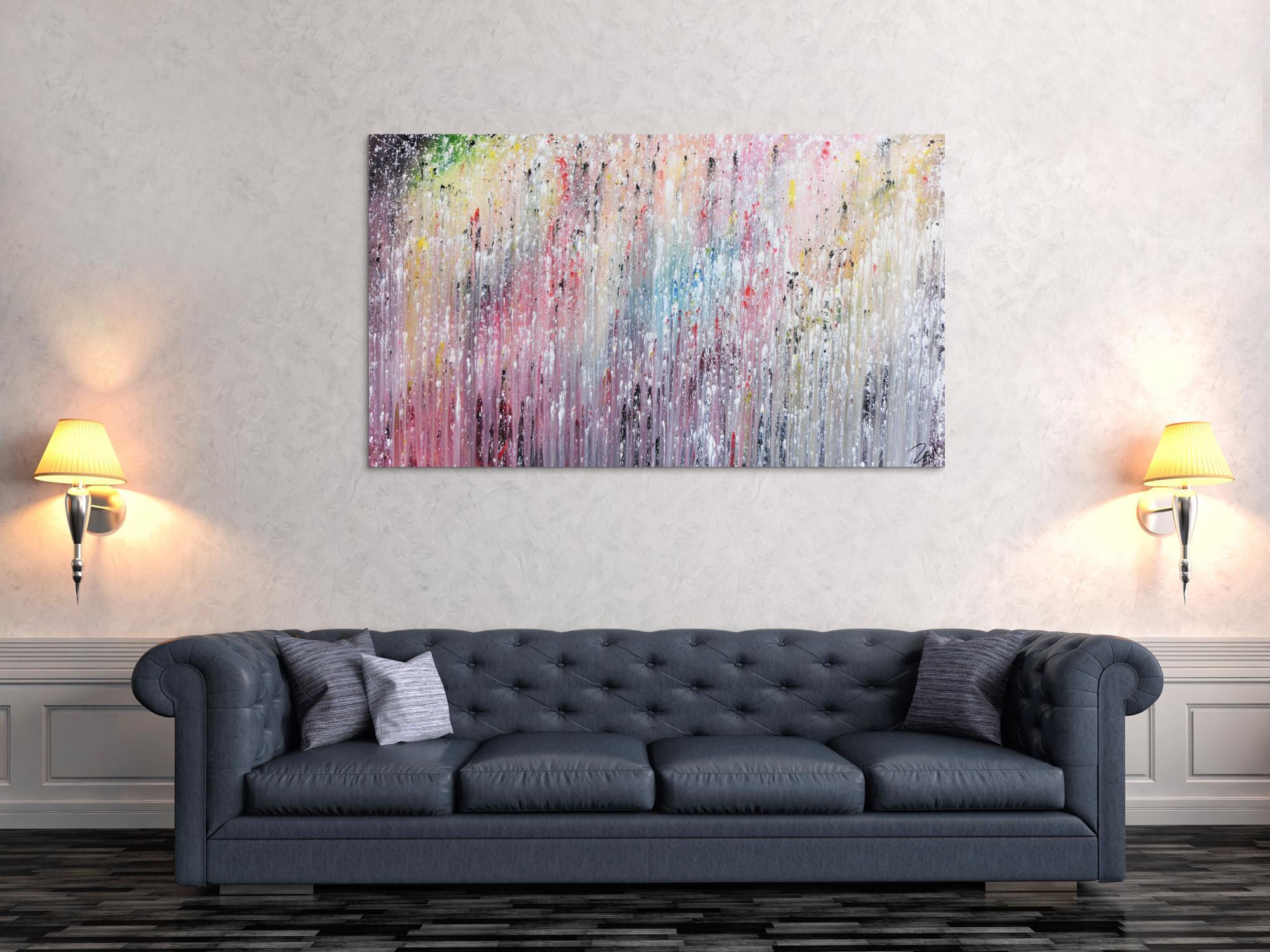 Modernes abstraktes Acrylbild bunt viele Farben modern und schlicht