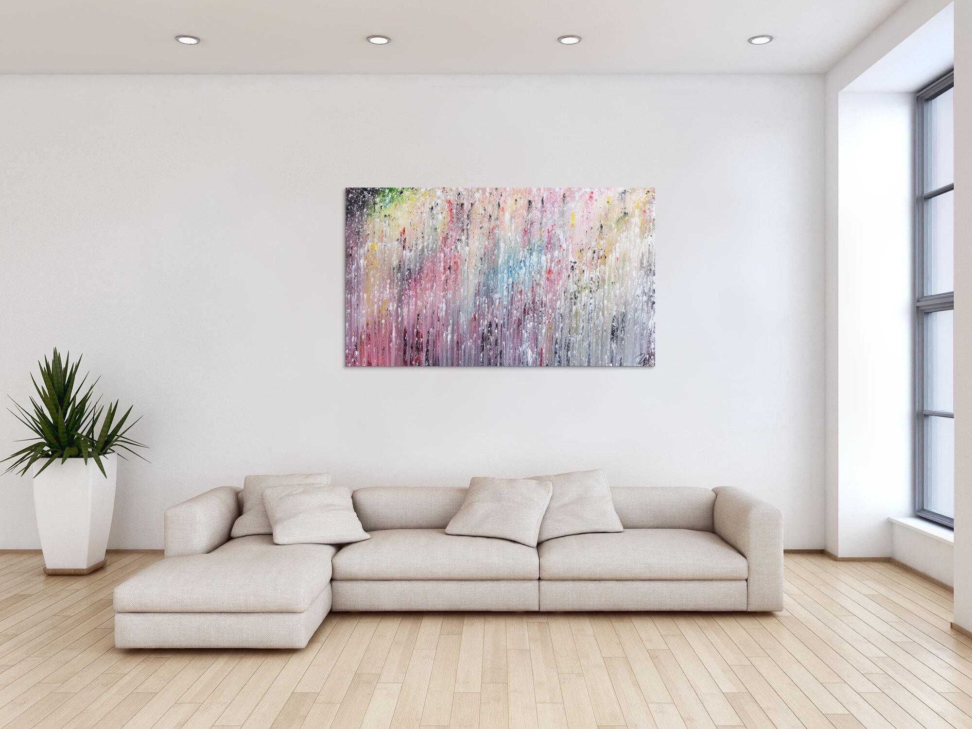 Modernes abstraktes Acrylbild bunt viele Farben modern und schlicht