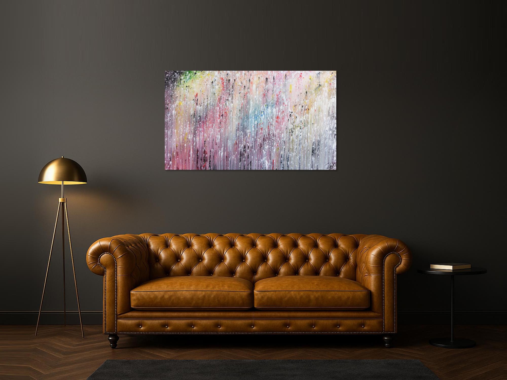 Modernes abstraktes Acrylbild bunt viele Farben modern und schlicht