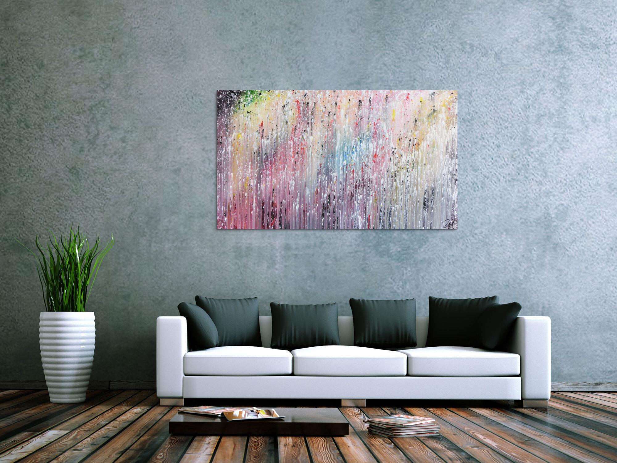 Modernes abstraktes Acrylbild bunt viele Farben modern und schlicht