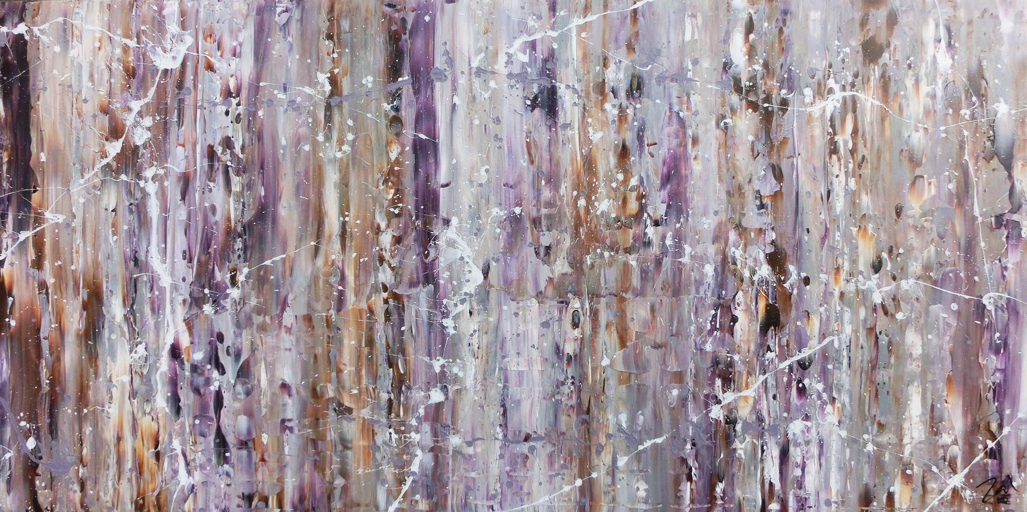 Modernes Acrylbild in lila und weiß abstrakt