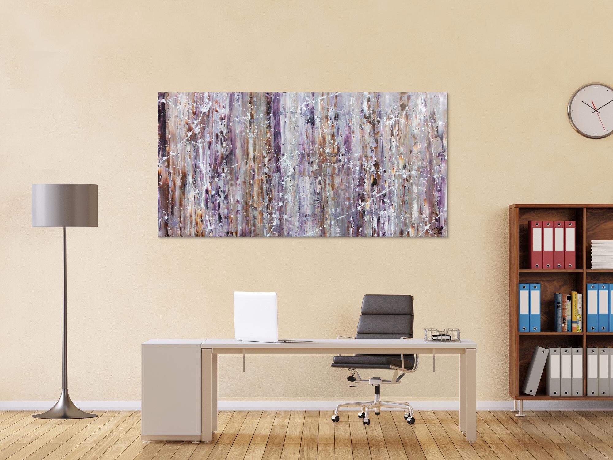 Modernes Acrylbild in lila und weiß abstrakt