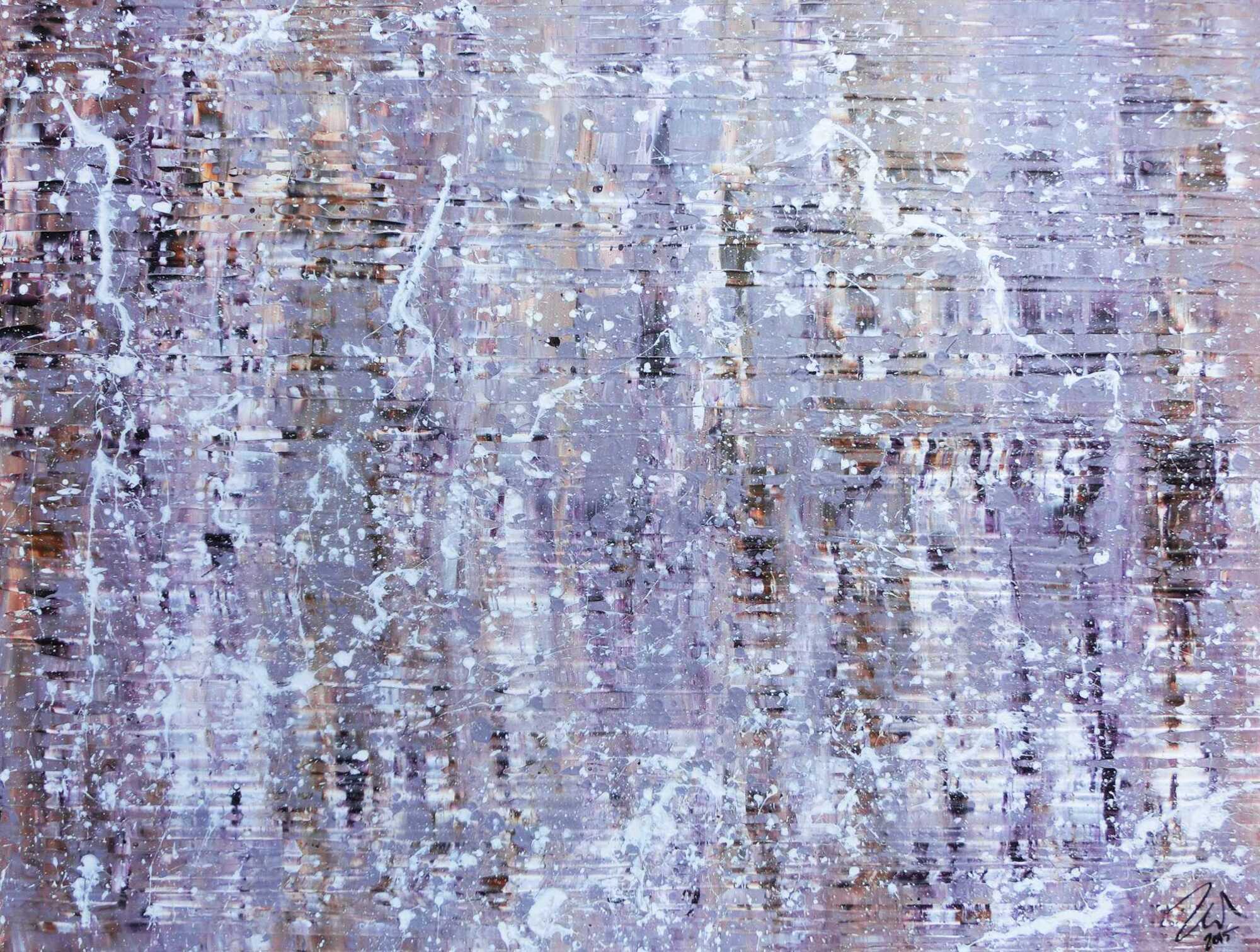 Modernes Acrylbild abstrakt in lila weiß schlicht