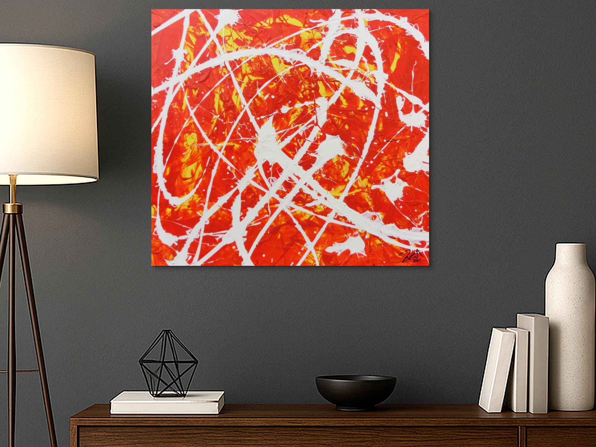 Oranges Acrylbild abstrakt modern schlichtes Gemälde