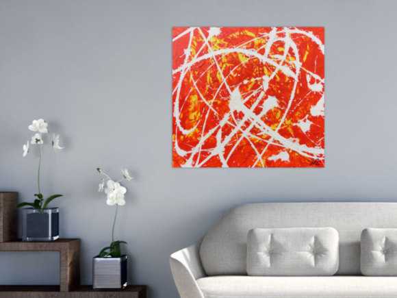 Oranges Acrylbild abstrakt modern schlichtes Gemälde