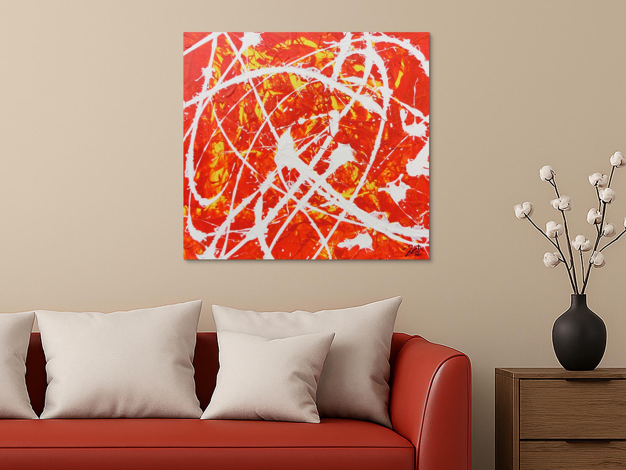 Oranges Acrylbild abstrakt modern schlichtes Gemälde