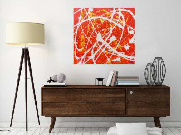 Oranges Acrylbild abstrakt modern schlichtes Gemälde