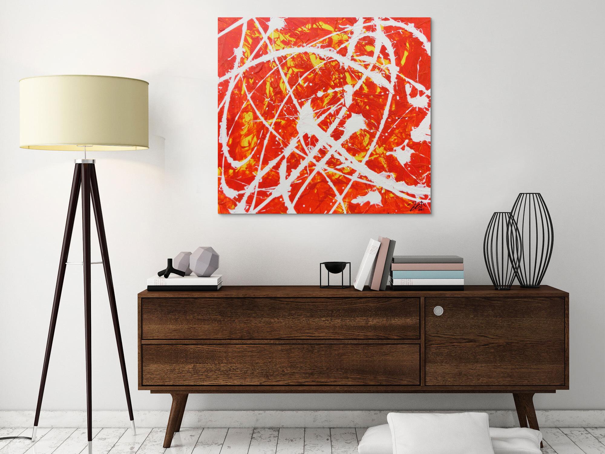 Oranges Acrylbild abstrakt modern schlichtes Gemälde