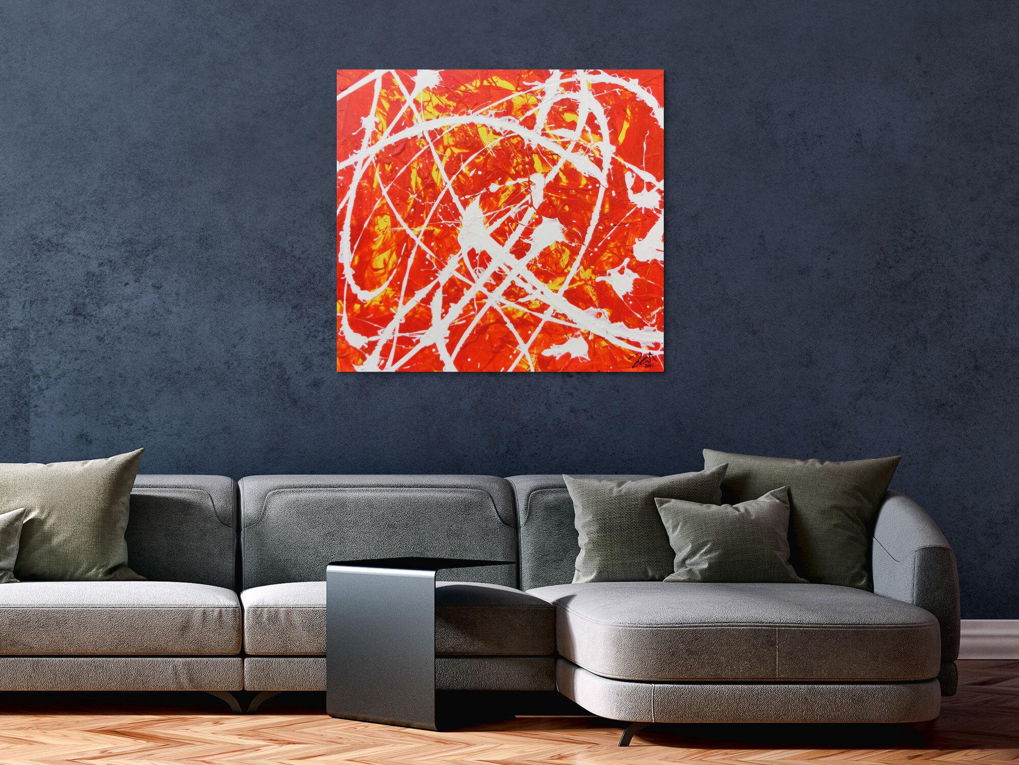 Oranges Acrylbild abstrakt modern schlichtes Gemälde