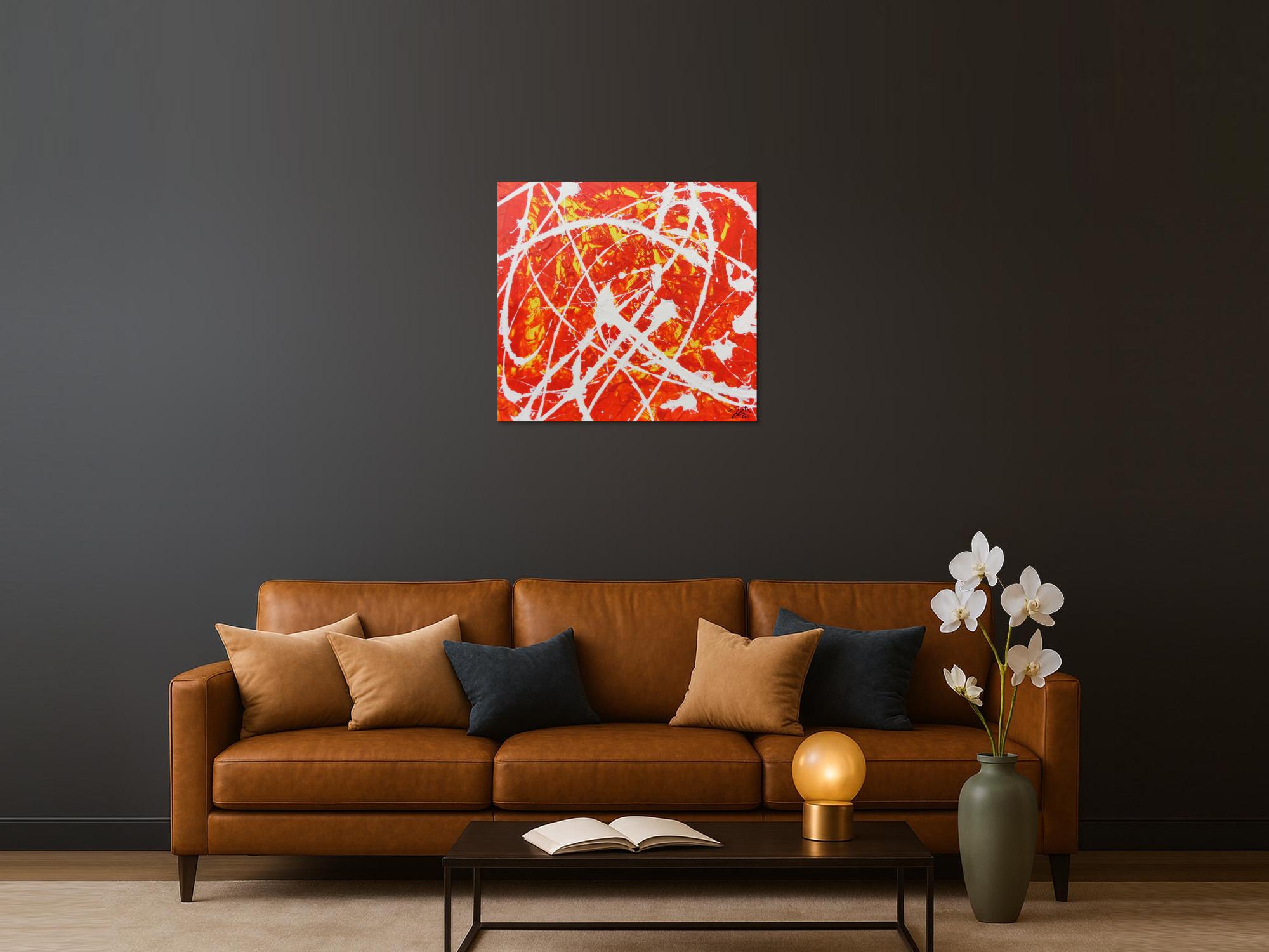 Oranges Acrylbild abstrakt modern schlichtes Gemälde