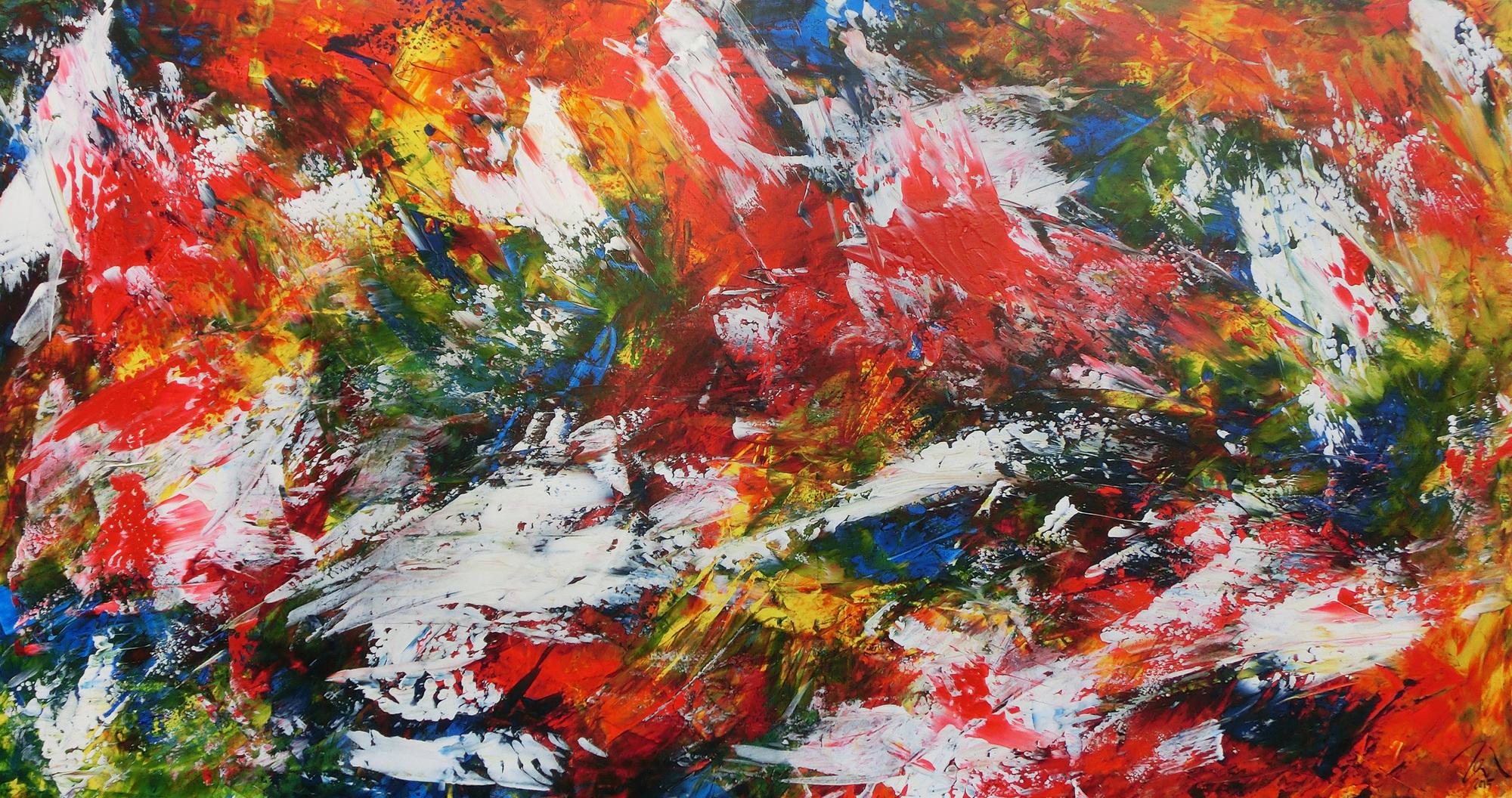 Buntes Acrylbild mit vielen Farben modern und abstrakt