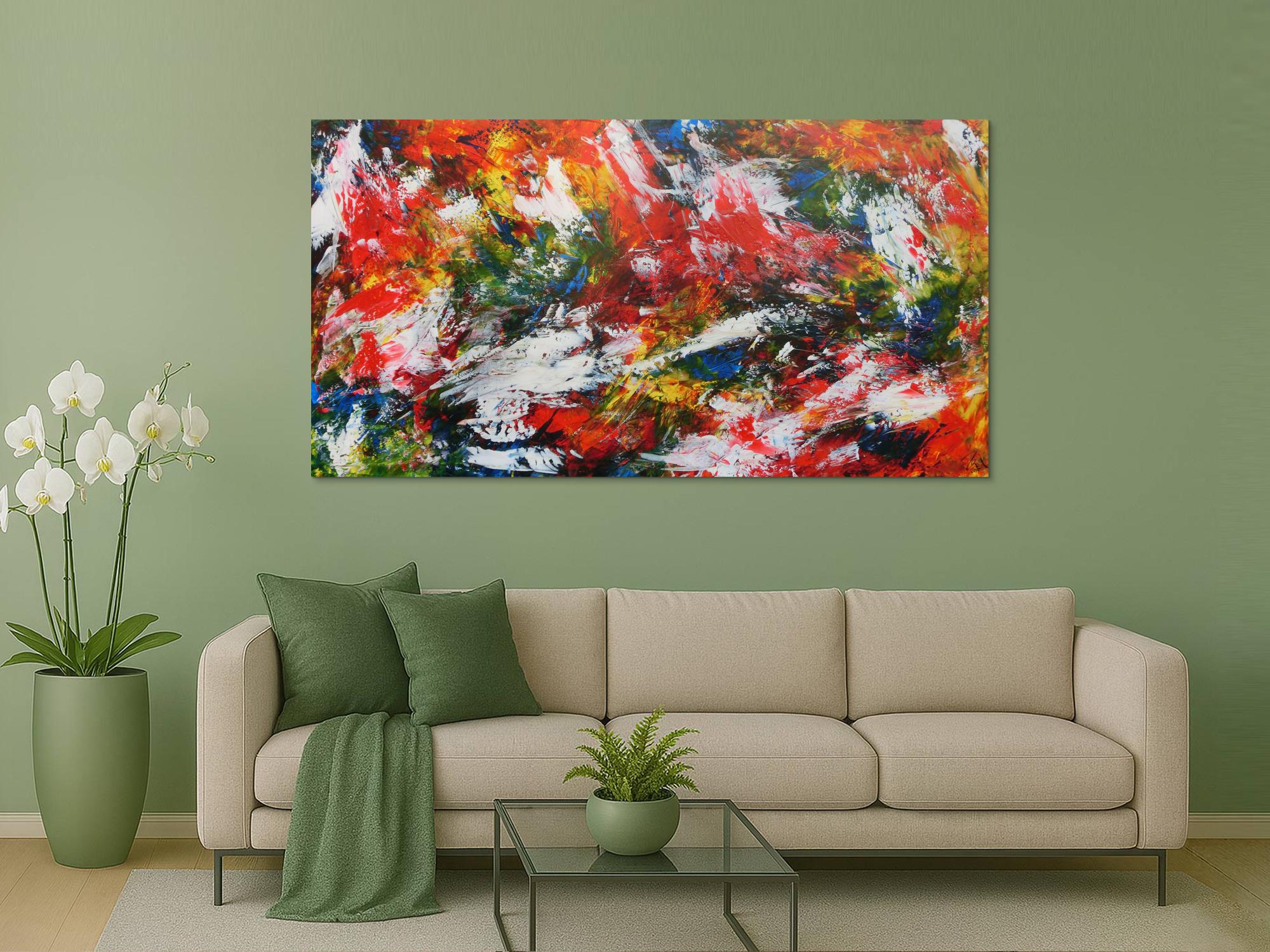 Buntes Acrylbild mit vielen Farben modern und abstrakt