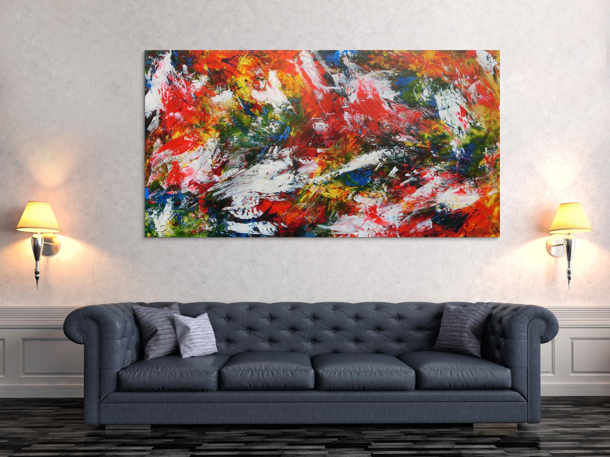 Buntes Acrylbild mit vielen Farben modern und abstrakt