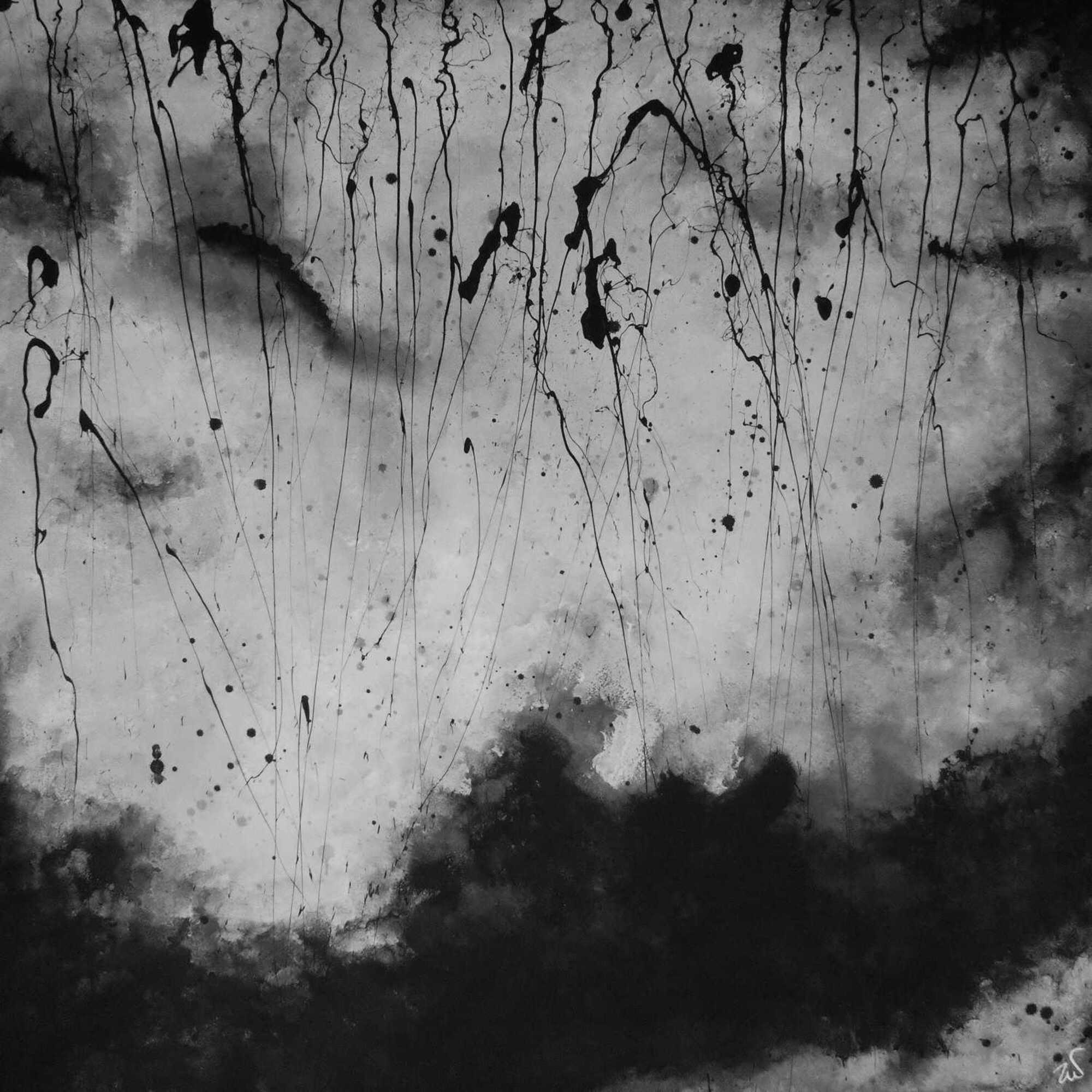 Abstraktes Acrylbild schwarz/weiß