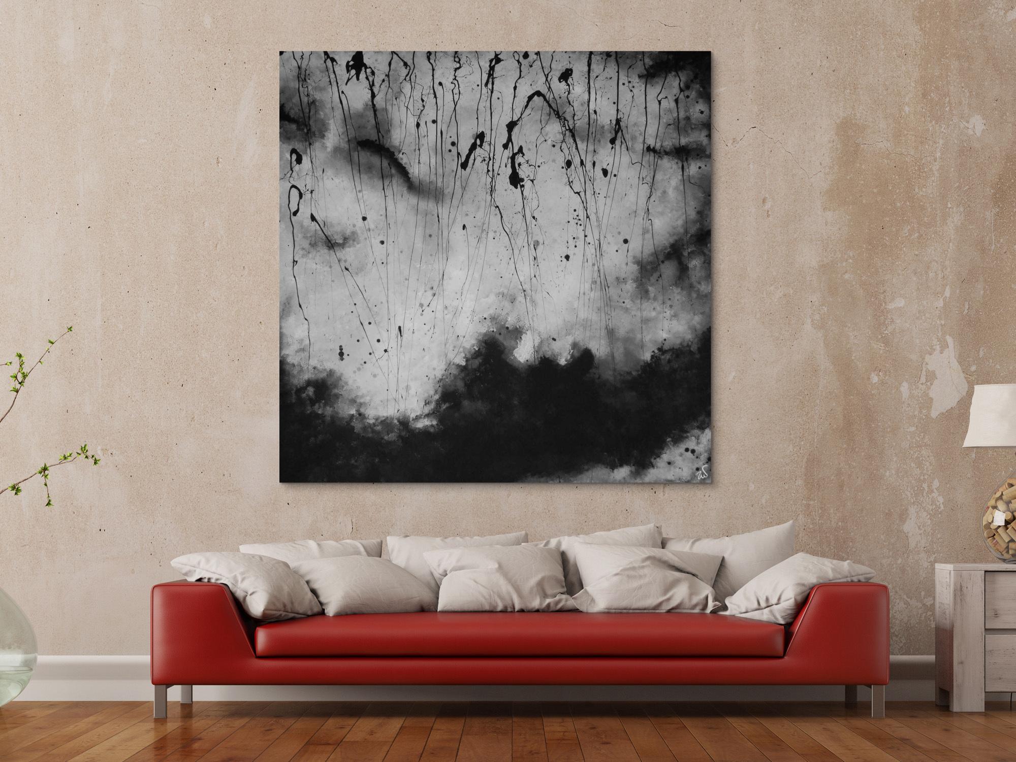 Abstraktes Acrylbild schwarz/weiß