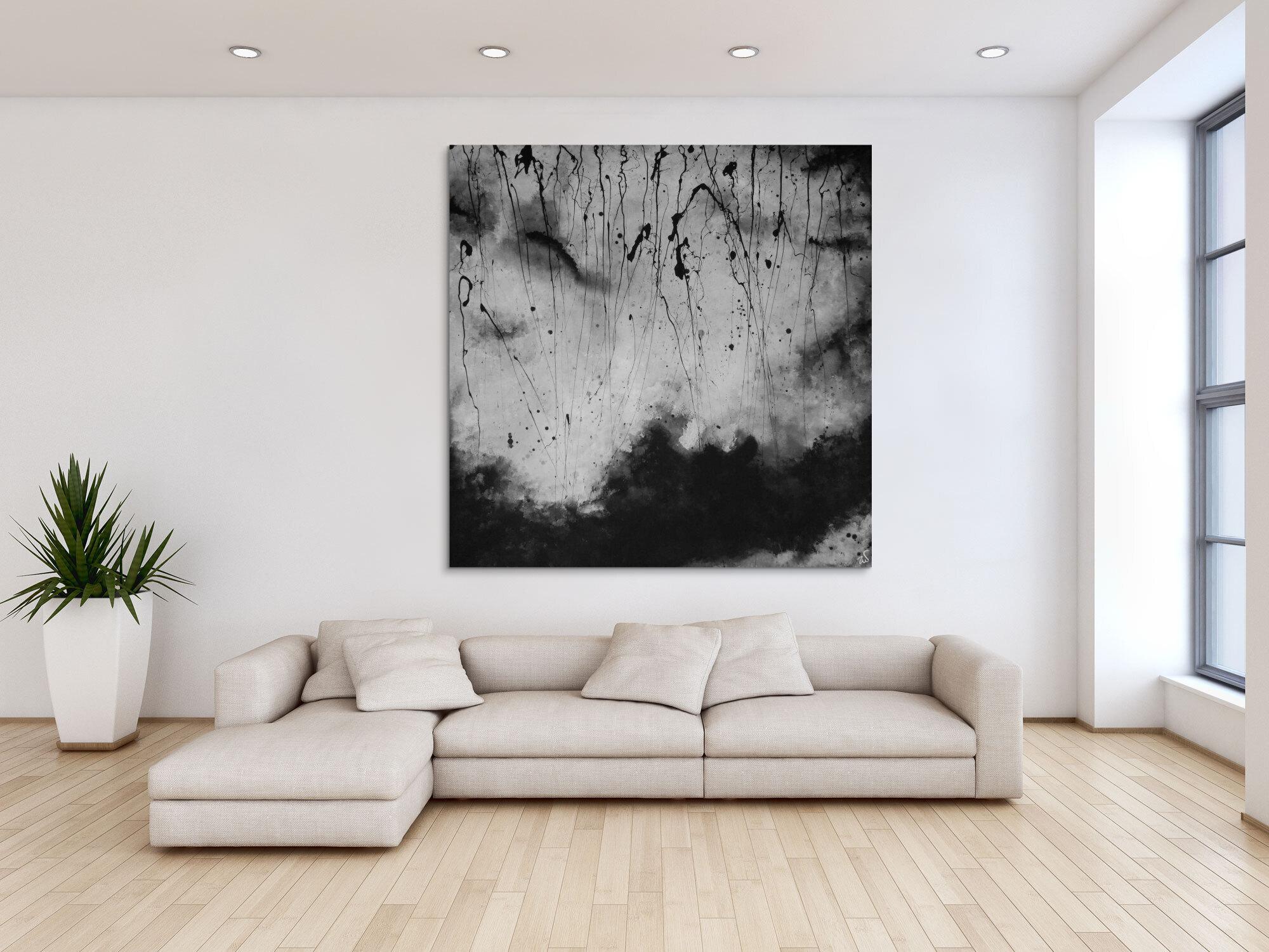 Abstraktes Acrylbild schwarz/weiß