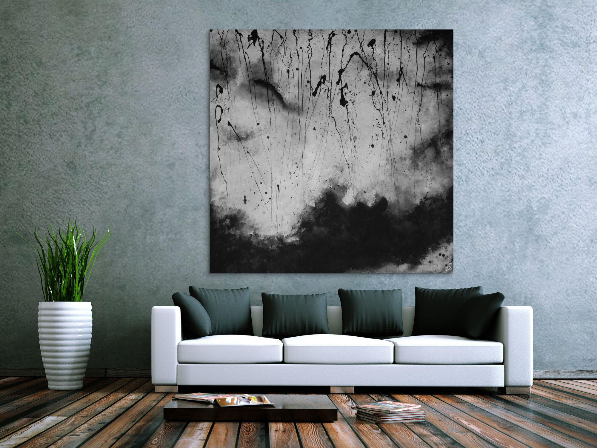 Abstraktes Acrylbild schwarz/weiß