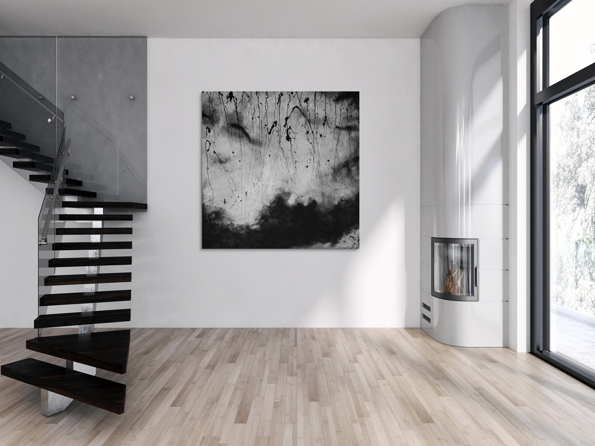 Abstraktes Acrylbild schwarz/weiß