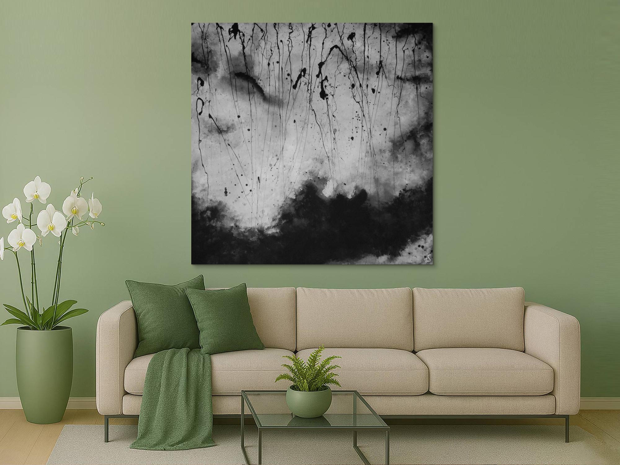 Abstraktes Acrylbild schwarz/weiß