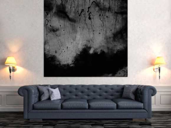 Abstraktes Acrylbild schwarz/weiß