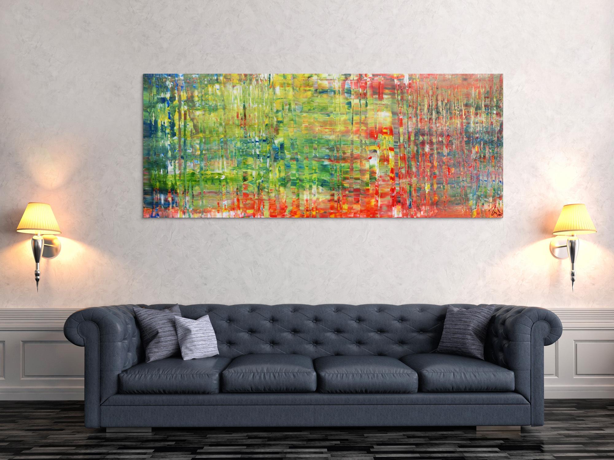 Buntes modernes Acrylbild mit vielen Farben abstraktes Gemälde