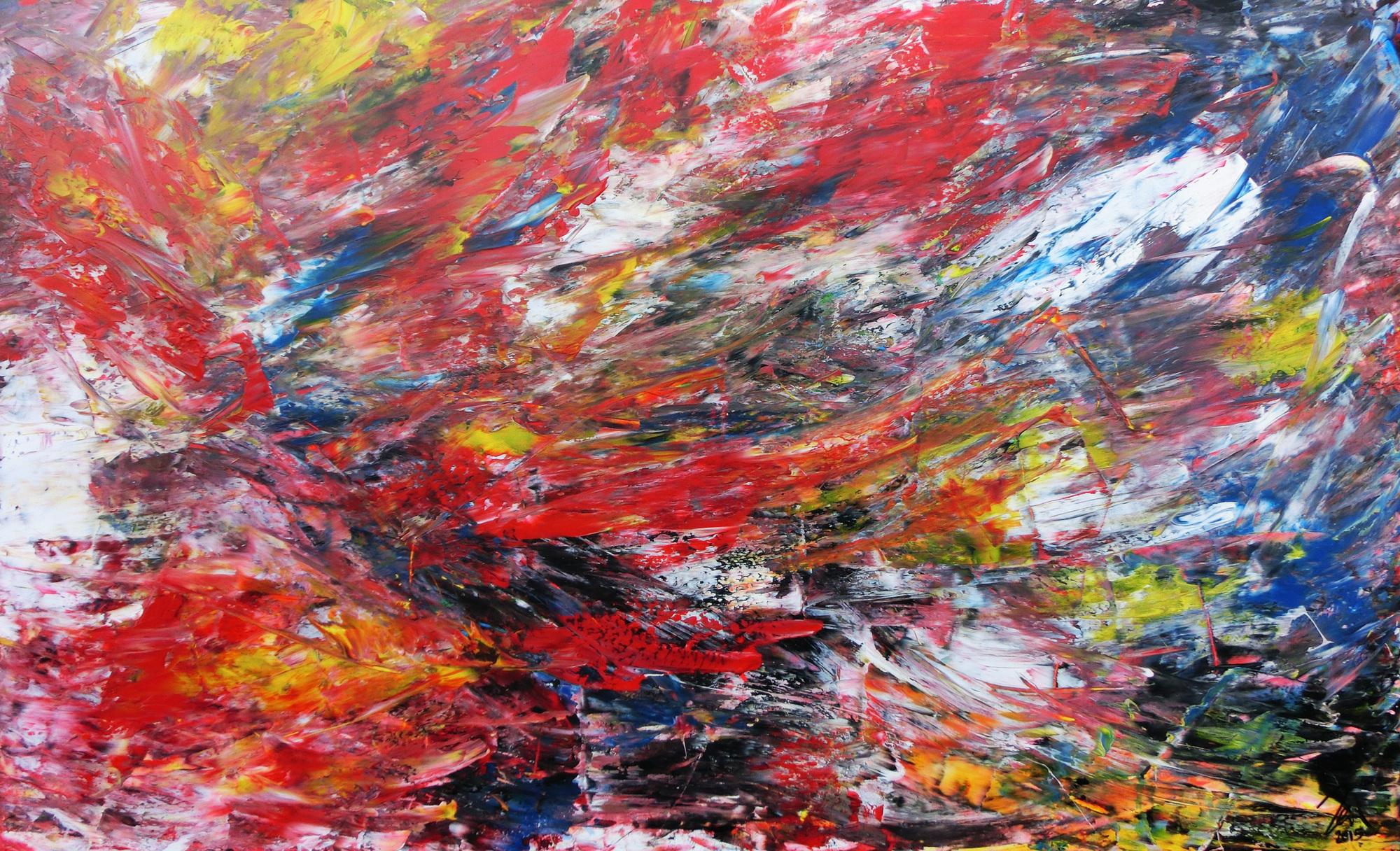 Abstraktes Acryl Gemälde bunt modern viele Farben 