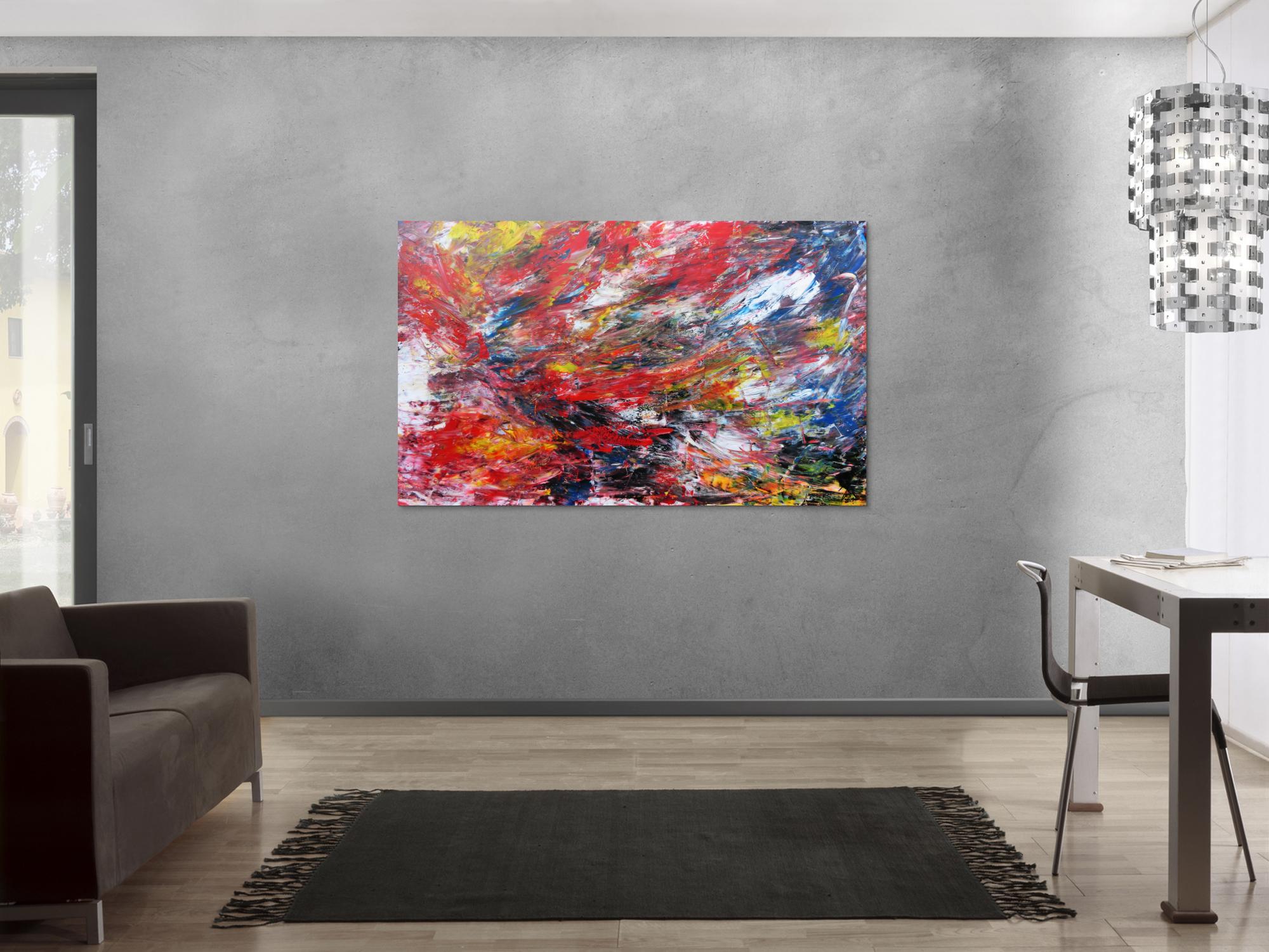 Abstraktes Acryl Gemälde bunt modern viele Farben 