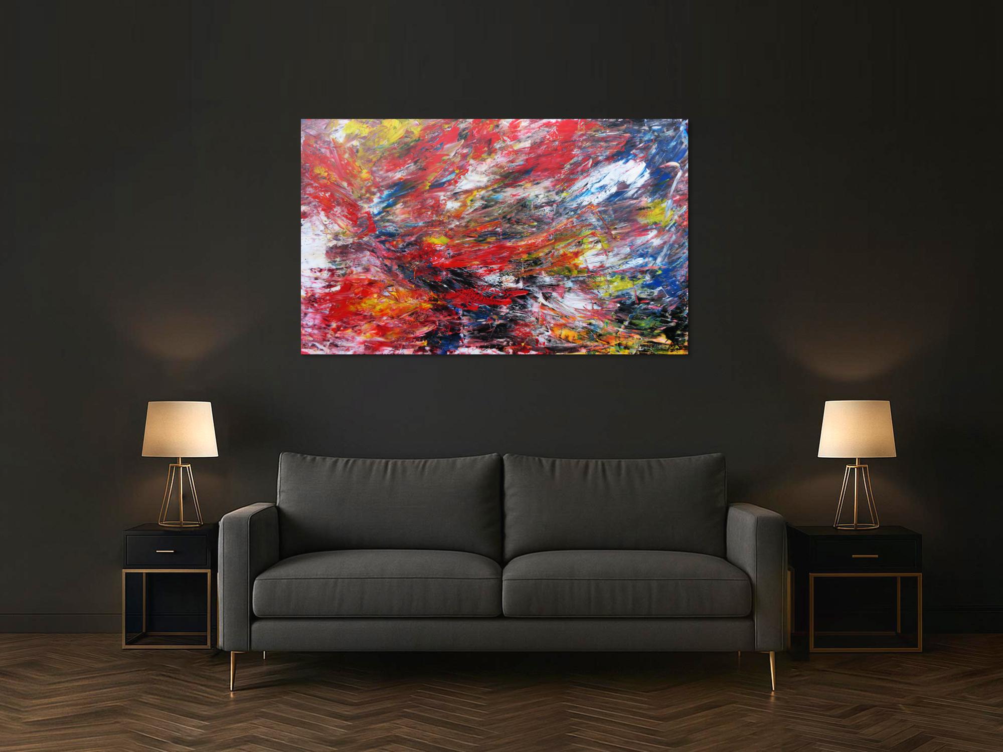 Abstraktes Acryl Gemälde bunt modern viele Farben 