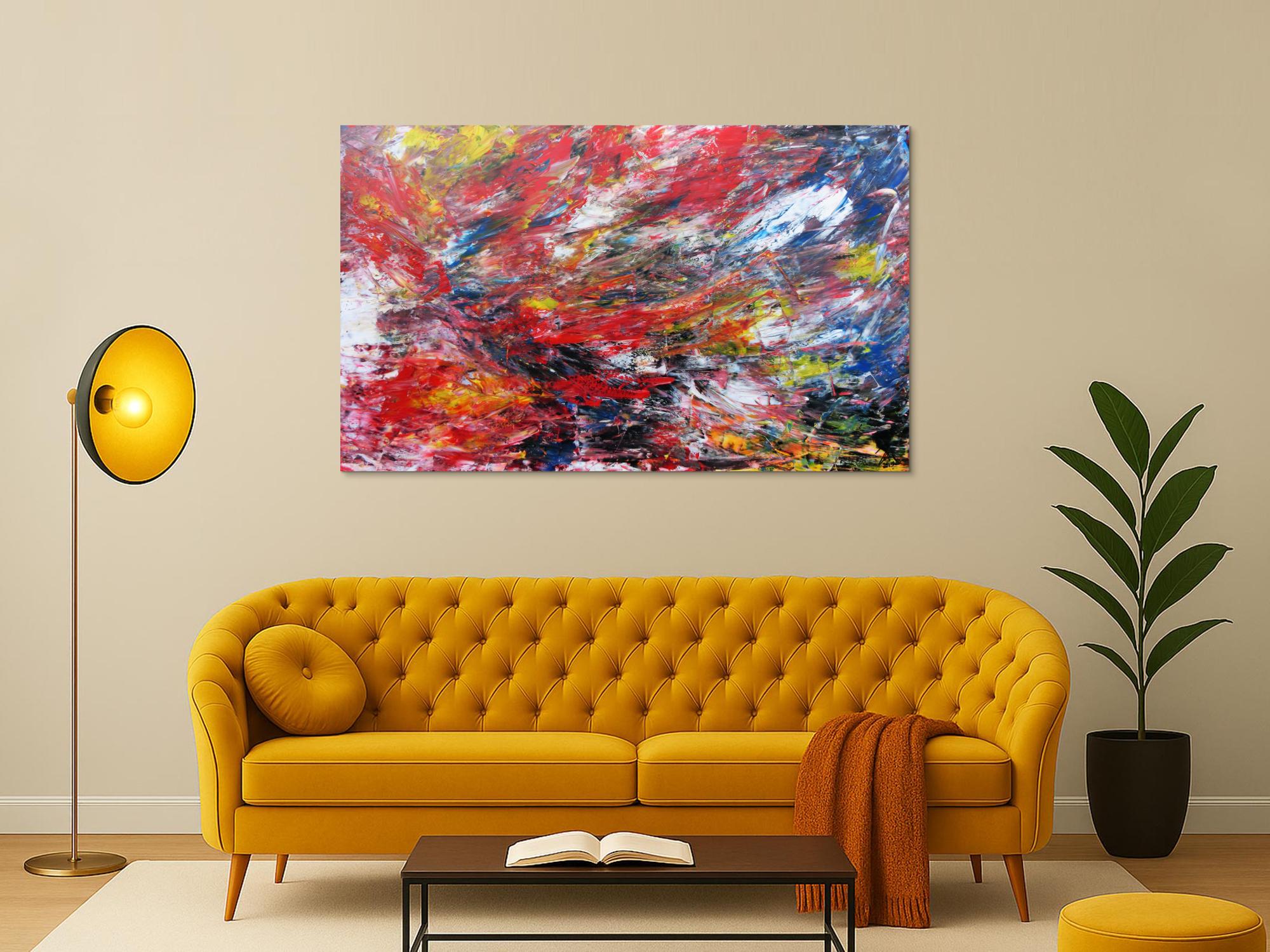 Abstraktes Acryl Gemälde bunt modern viele Farben 