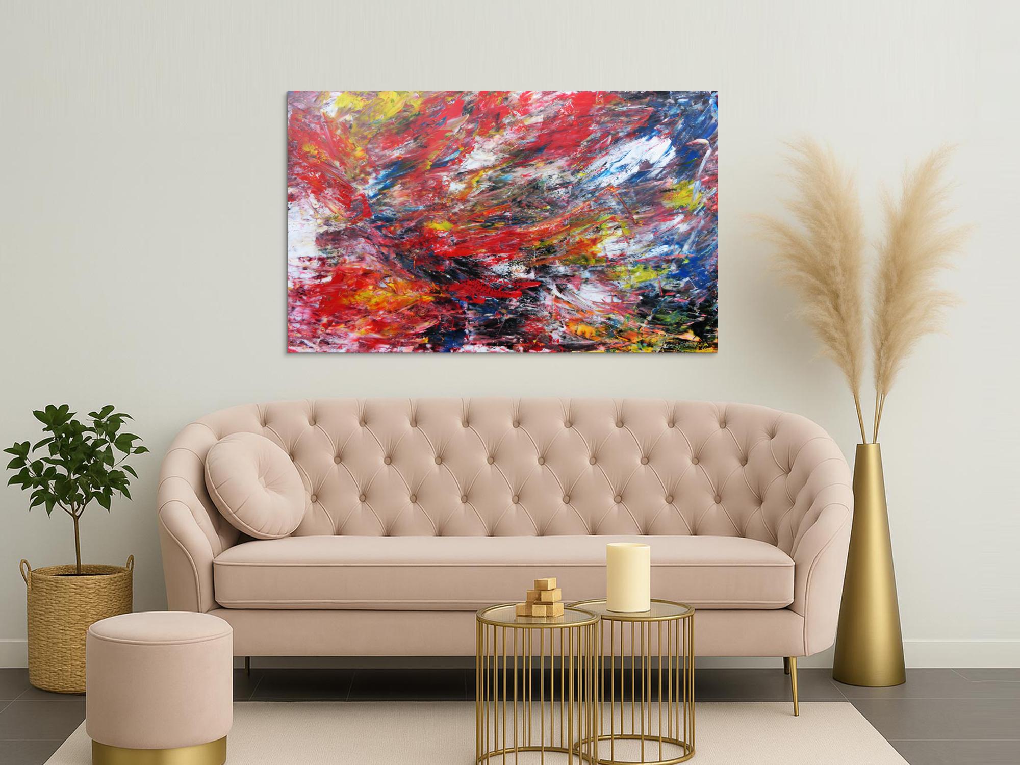 Abstraktes Acryl Gemälde bunt modern viele Farben 