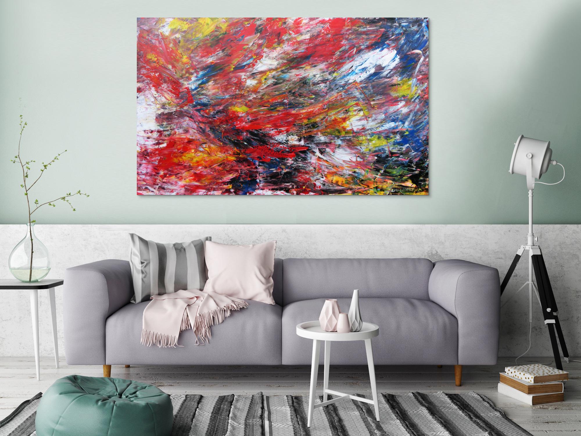 Abstraktes Acryl Gemälde bunt modern viele Farben 