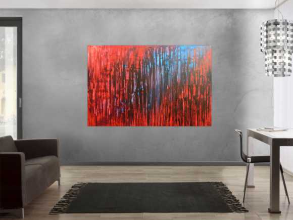 Abstraktes Acrylbild mit rot und blau sehr modern