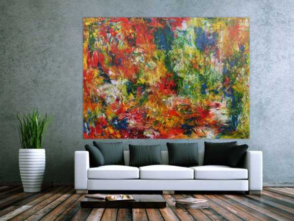 Sehr buntes abstraktes Gemälde mit vielen Farben modern und farbenfroh