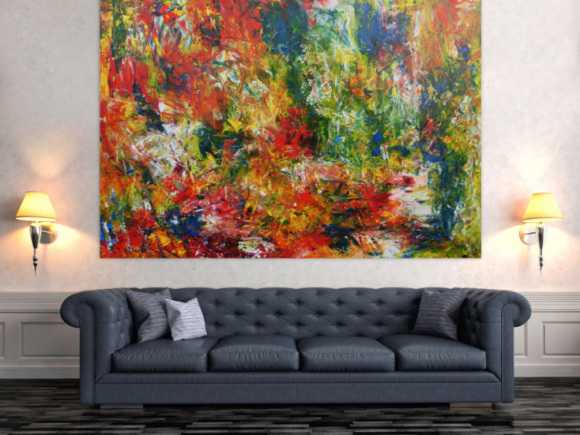Sehr buntes abstraktes Gemälde mit vielen Farben modern und farbenfroh