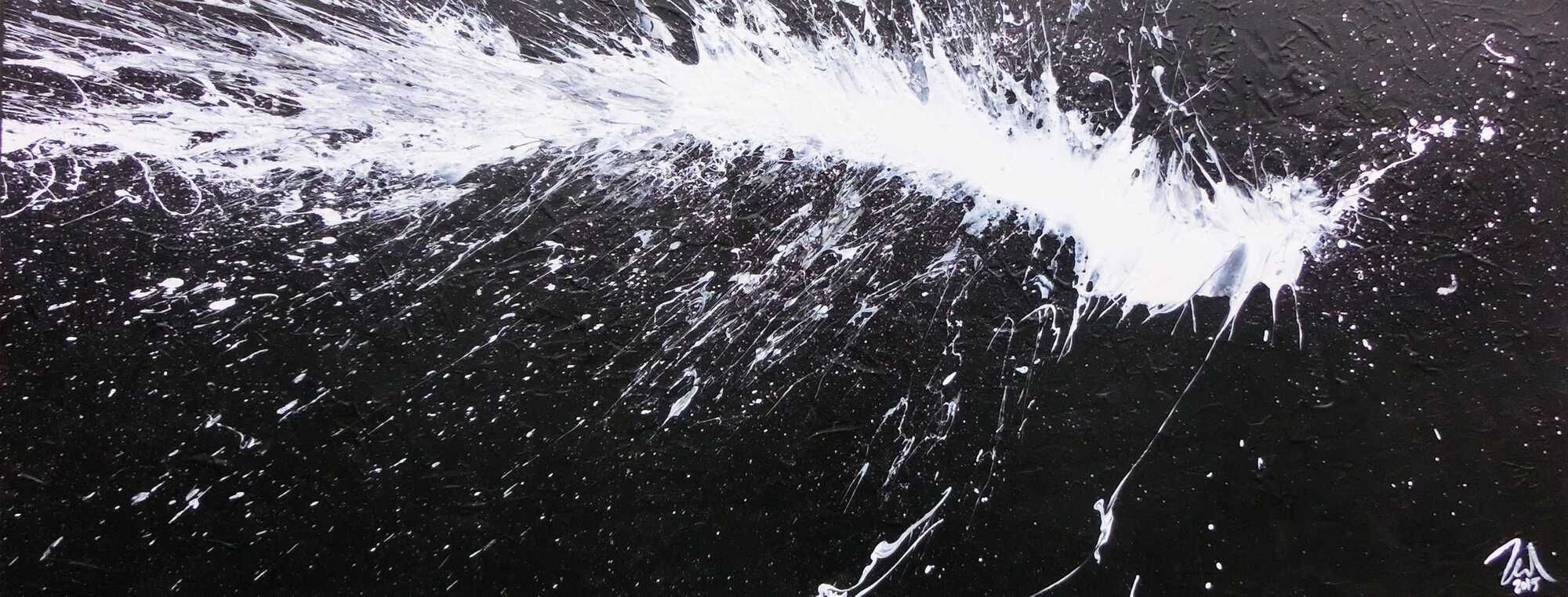 Abstraktes Acrylbild in schwarz weiß modern und minimalistisch