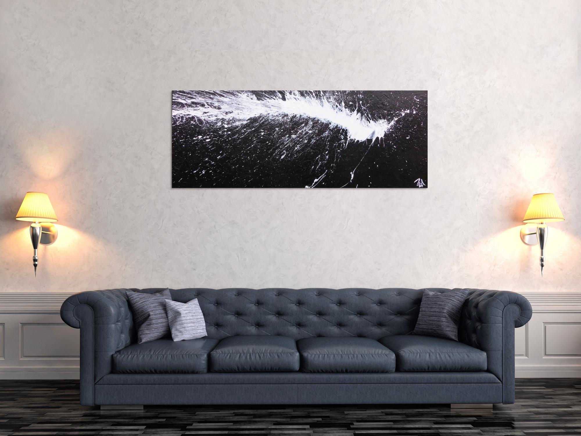 Abstraktes Acrylbild in schwarz weiß modern und minimalistisch