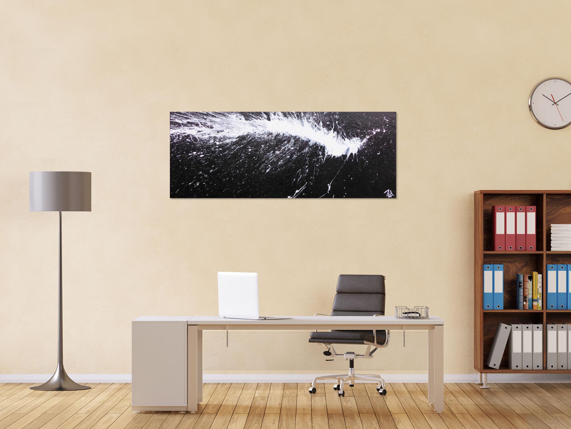 Abstraktes Acrylbild in schwarz weiß modern und minimalistisch