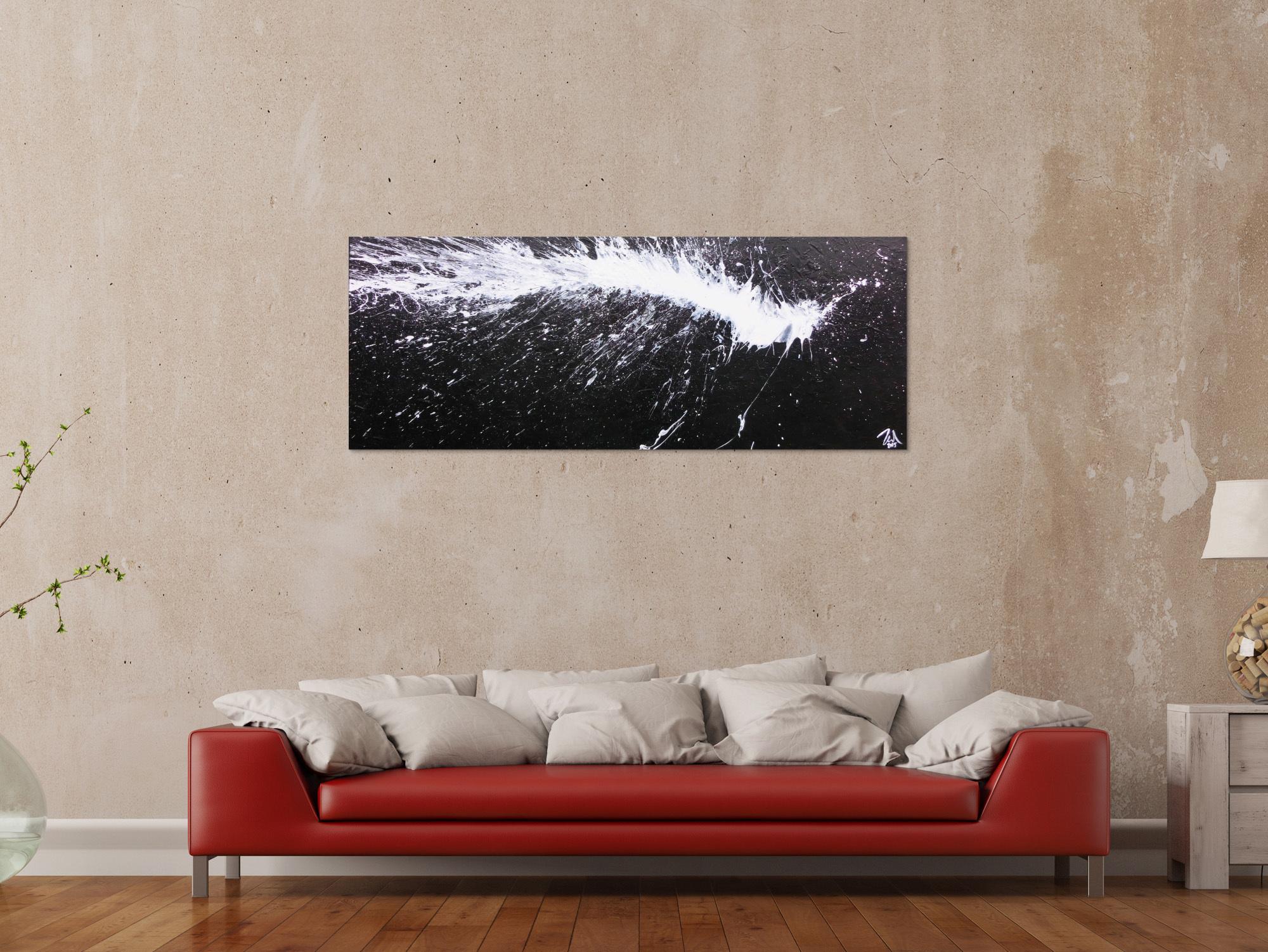 Abstraktes Acrylbild in schwarz weiß modern und minimalistisch