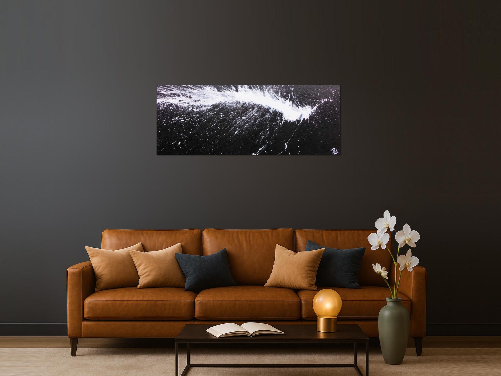 Abstraktes Acrylbild in schwarz weiß modern und minimalistisch