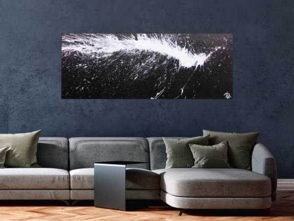 Abstraktes Acrylbild in schwarz weiß modern und minimalistisch