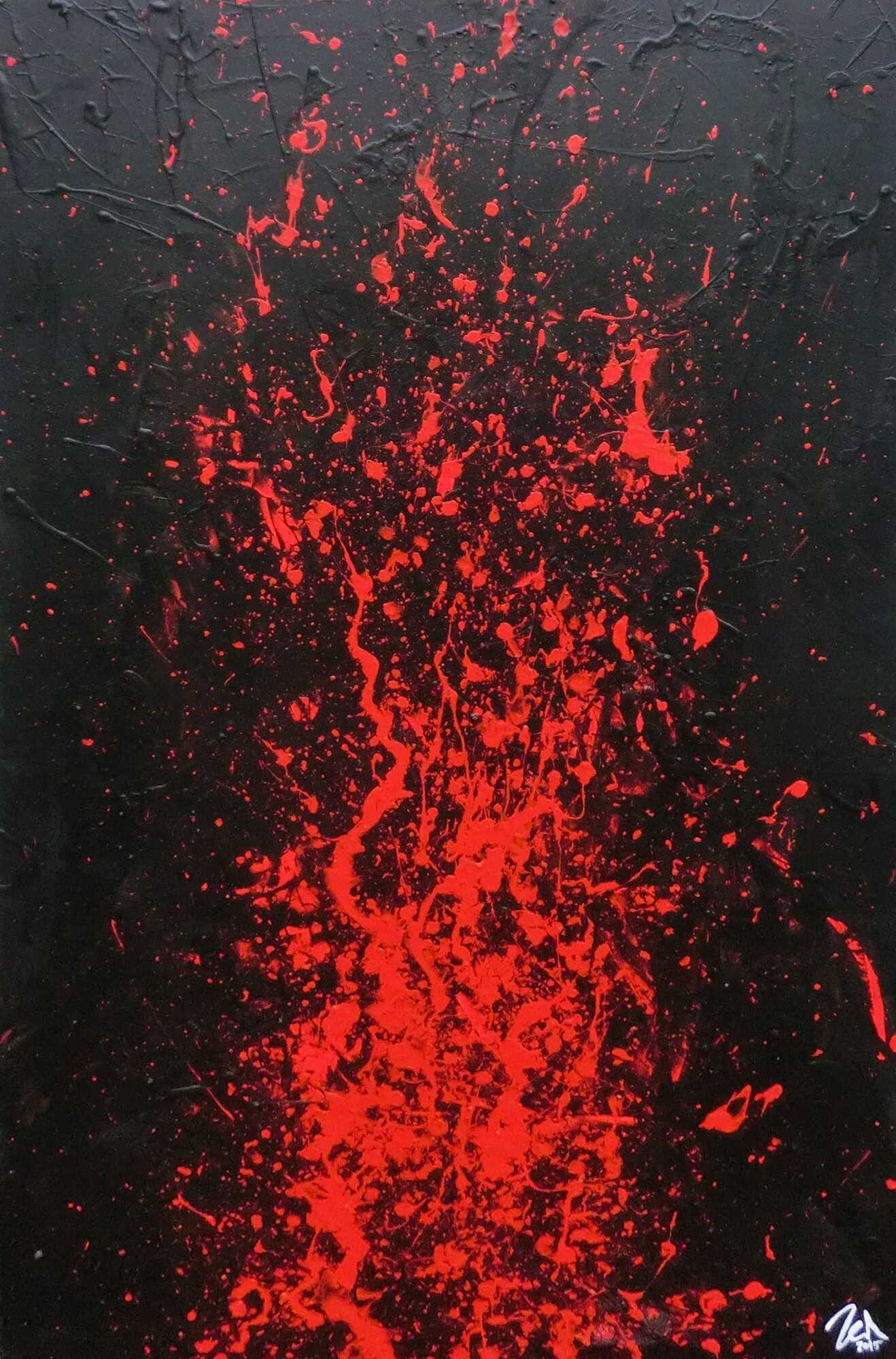 Minimalistisches Gemälde in schwarz und rot abstakt und modern